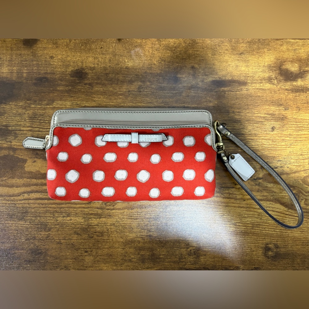 Coach Poppy Polka Dot Wristlet